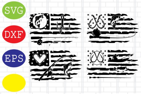 American Fishing Flag Svg for Crafts and Graphics