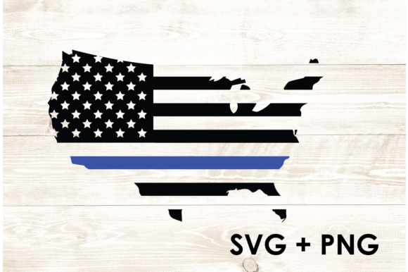 American Flag Map Blue Line: Graphics for Crafts