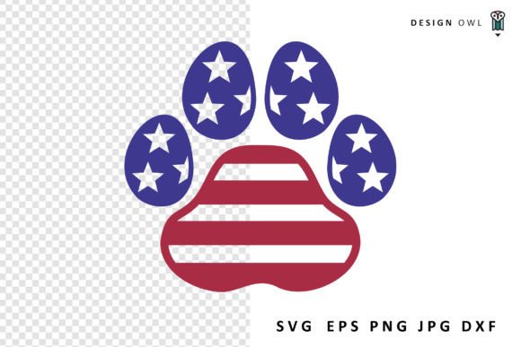 American Flag Paw Print Graphics for Crafts
