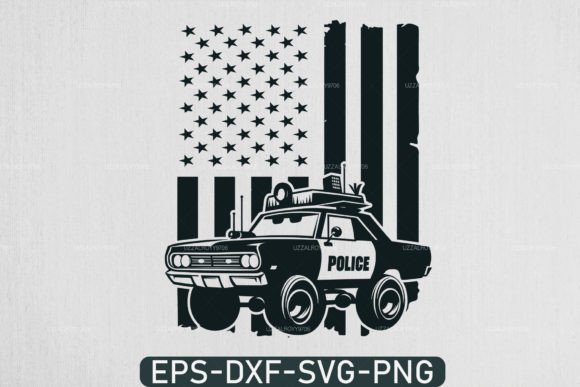 American Flag USA Police Car Svg: Graphics for Crafts