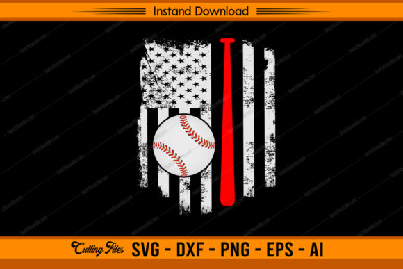Baseball with US Flag Design: Graphics for Crafts