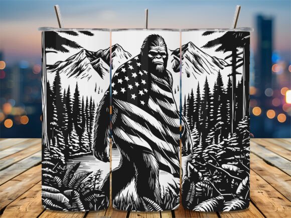 Bigfoot Patriotic Flag Graphics for Crafts