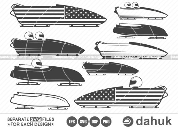 Bobsled SVG, Bobsled Flag USA, Bobsled Graphics