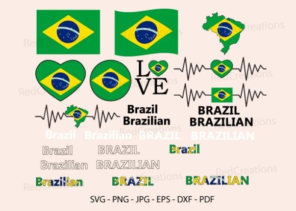 Brazil Flag Bundle Svg, Graphics & Crafts