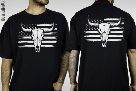 Bull Skull USA Flag SVG: Graphics and Crafts