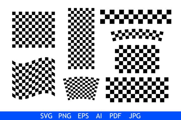 Checkered Racing Flag Pattern Set for Graphics and Crafts