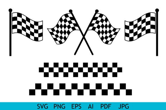 Checkered Racing Flag Vector Set for Graphics and Crafts