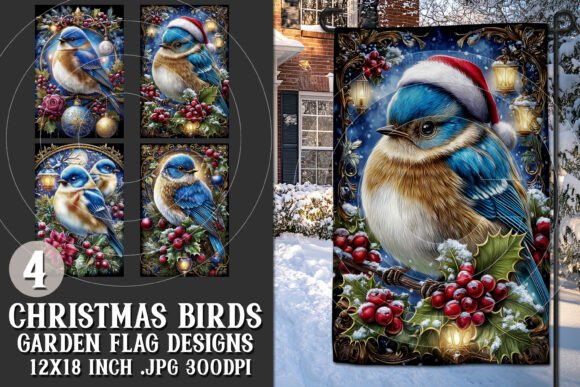 Christmas Birds 4 Garden Flag Designs 8