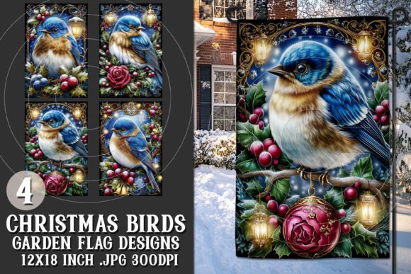Christmas Birds 4 Garden Flag Designs 9
