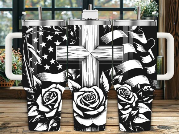 Cross American Flag Graphics for Crafts Projects