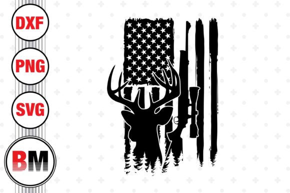 Deer Hunting American Flag: Graphics for Crafts
