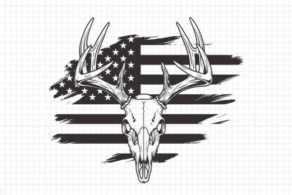 Deer Skull American Flag SVG Fathers Day