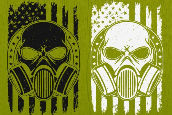 Dripping Skull Gas Mask with USA Flag