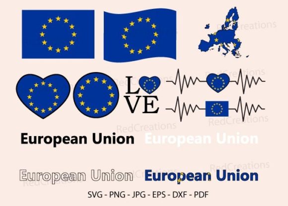 European Union Flag Svg Bundle, Love – Graphics and Crafts