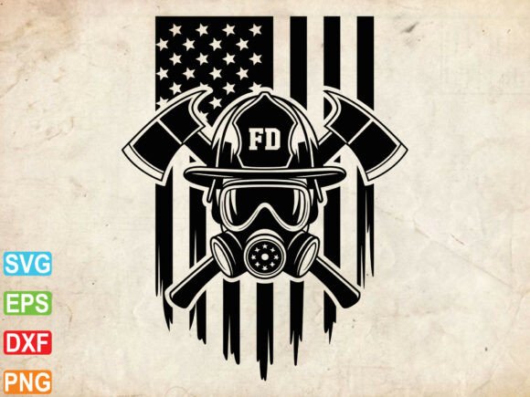 Firefighter USA Flag SVG, Fire Department