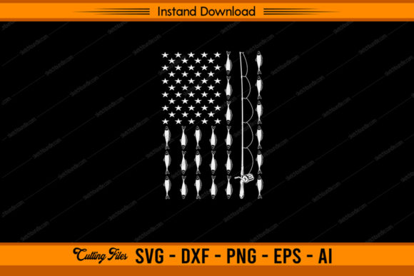 Fishing USA Flag: Bold Graphics for Crafts