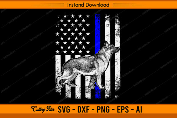German Shepherd with Flag: Graphics for Crafts