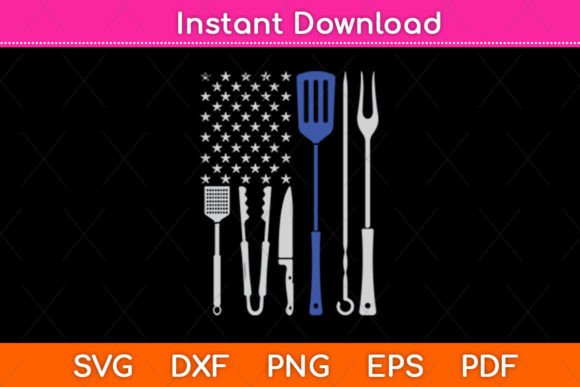 Grilling Tools Blue Line American Flag Graphics