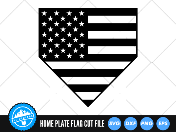 Home Plate American Flag SVG Baseball Graphics