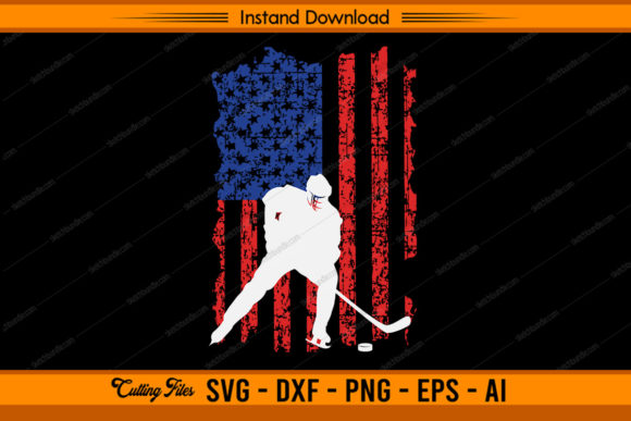 Ice Hockey with US Flag: Graphics for Crafts & Brands
