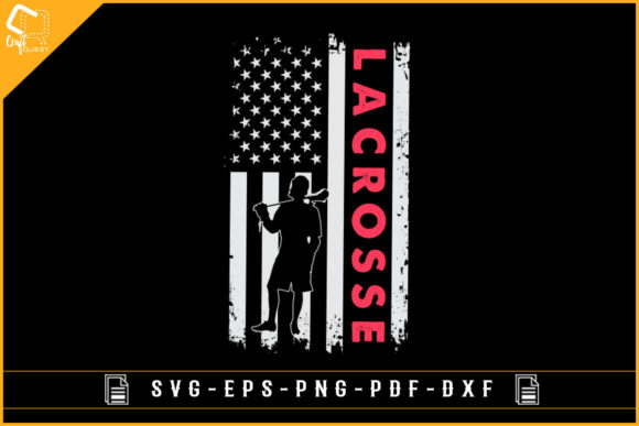 Lacrosse Player Silhouette USA Flag Svg Graphics