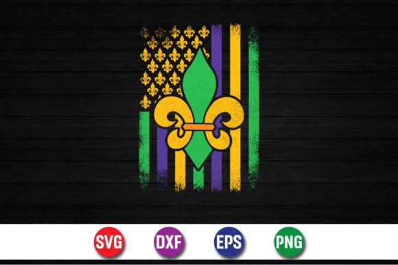 Mardi Gras American Flag SVG for Crafts & Graphics