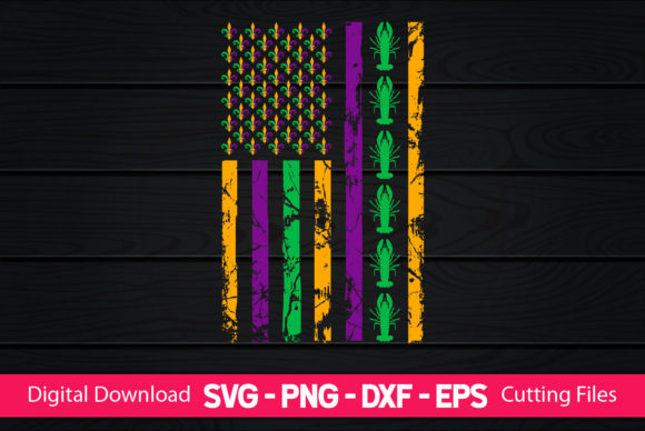 Mardi Gras Crawfish American Flag Graphics
