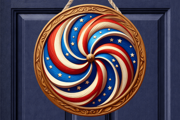 Patriotic American Flag Swirl Door Sign Graphics and Crafts