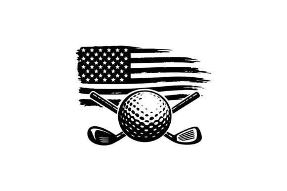 Patriotic Golf Flag Club Emblem Graphics for Crafts