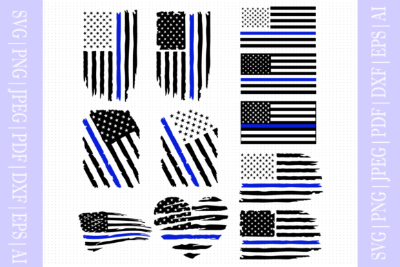 Police Flag Svg for Crafts and Graphics