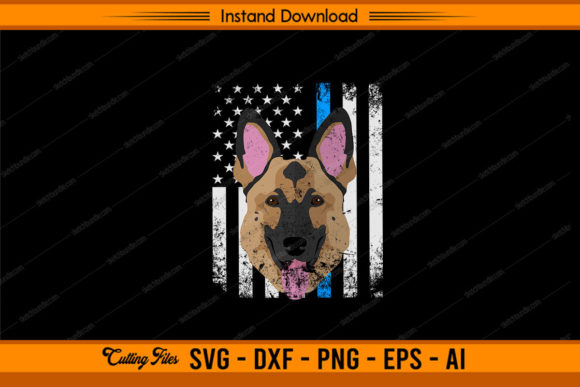 Police with Dog US Flag: Graphics for Crafts & Blogs