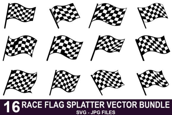 Race Flag Silhouette Vector Bundle