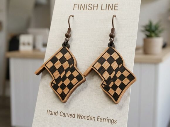 Racing Flag Earring Laser Cut Design for Graphics and Crafts