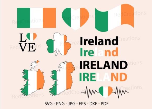 Republic of Ireland Map Flag Svg, Heart: Graphics and Crafts