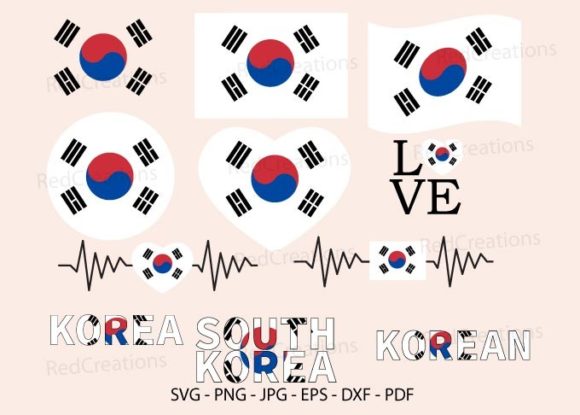 South Korea SVG National Flag, Waving: Graphics and Crafts