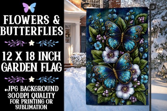 Sublimation Butterfly Garden Flag Design