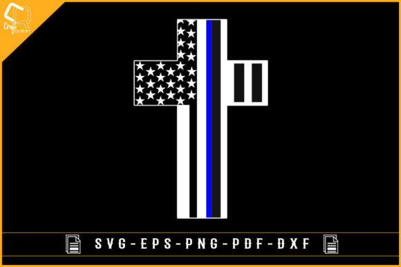Thin Blue Line USA Flag Jesus Cross SVG Graphics