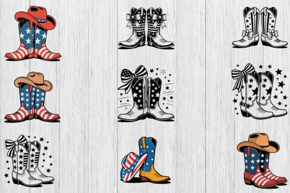 Usa Flag Cowboy Boots Svg Bundle: Graphics & Crafts
