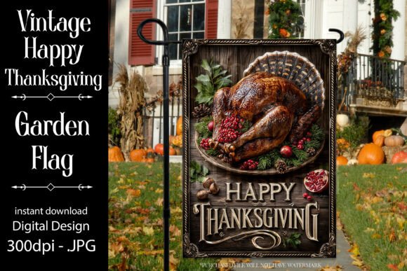 Vintage Thanksgiving Garden Flag, G18